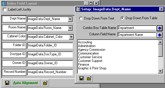 Setup Index Screen Layout